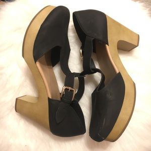 Black and Gold Clog Pumps